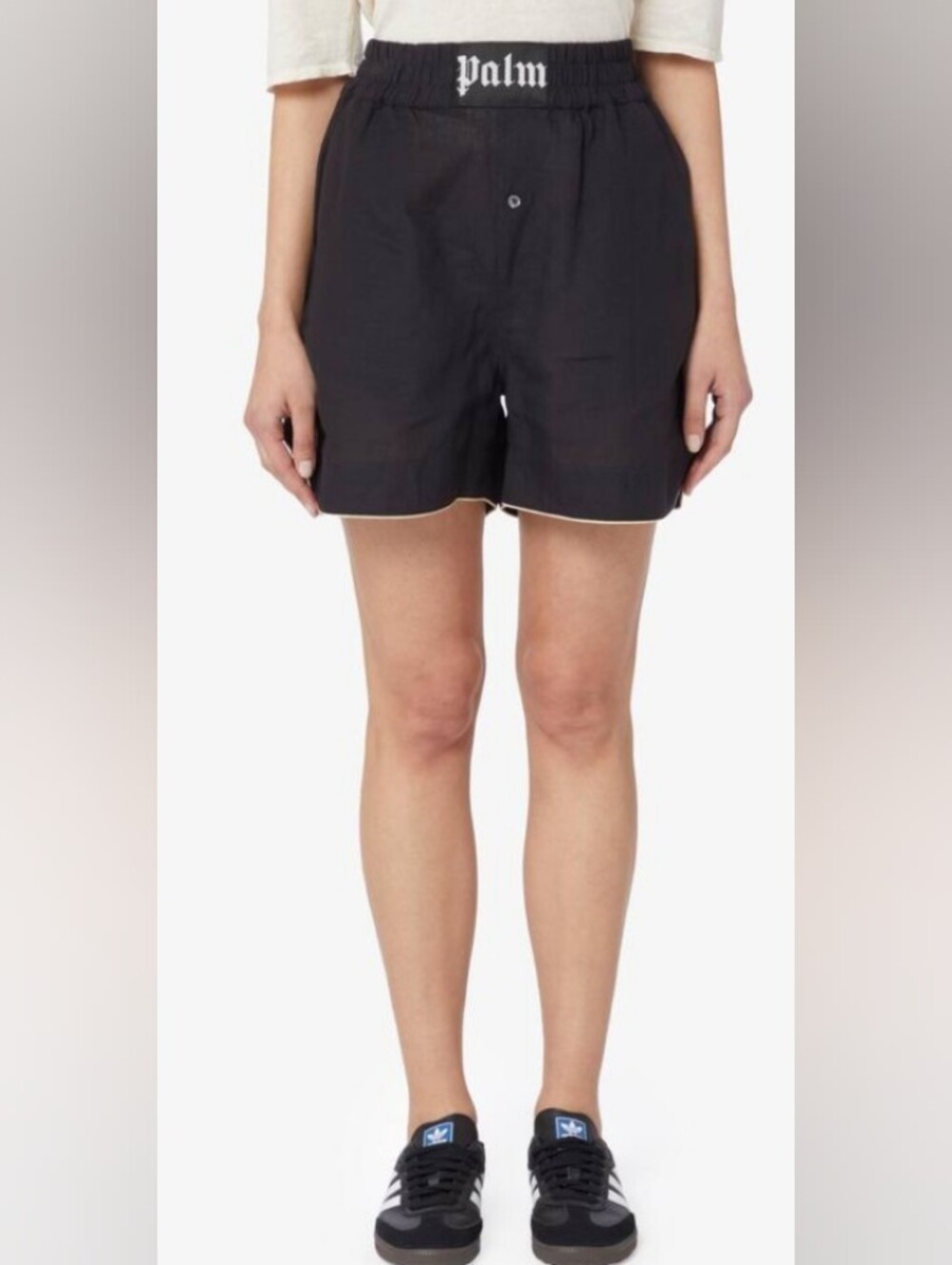 Palm Angels Black  Linen Lounge Shorts.